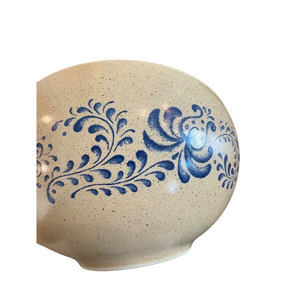 Vintage Pyrex 444  Sandalwood Mixing Bowl Beige & Blue Vintage USA Made Oval Des - Picture 11 of 12